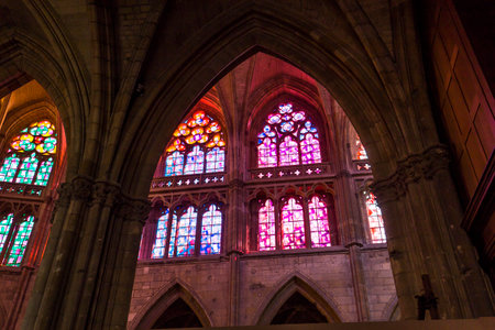 NEVERS, FRANCE, SEPTEMBER 20, 2016 : interiors and details of saint-cyr-sainte-julitte cathedral, september 20, 2016, in Nevers, Franceのeditorial素材