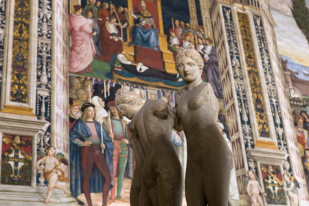 SIENA, ITALY, june 11, 2016 : interiors and details of the Piccolomini library at the duomo cathedral, on june 11, 2016,  Siena, Tuscany, italyのeditorial素材