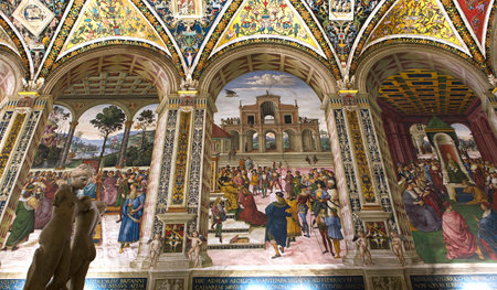 SIENA, ITALY, june 11, 2016 : interiors and details of the Piccolomini library at the duomo cathedral, on june 11, 2016,  Siena, Tuscany, italyのeditorial素材