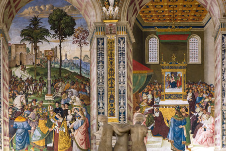 SIENA, ITALY, june 11, 2016 : interiors and details of the Piccolomini library at the duomo cathedral, on june 11, 2016,  Siena, Tuscany, italyのeditorial素材