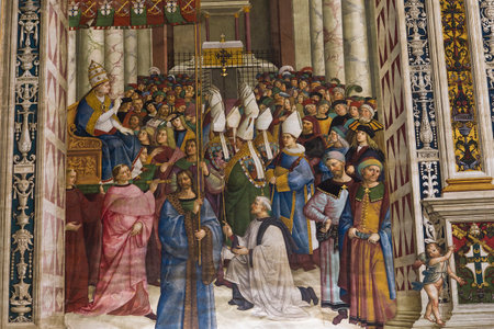 SIENA, ITALY, june 11, 2016 : interiors and details of the Piccolomini library at the duomo cathedral, on june 11, 2016,  Siena, Tuscany, italyのeditorial素材