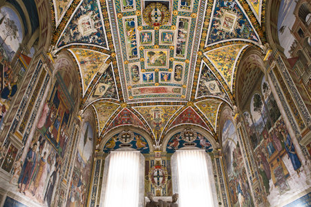 SIENA, ITALY, june 11, 2016 : interiors and details of the Piccolomini library at the duomo cathedral, on june 11, 2016,  Siena, Tuscany, italyのeditorial素材