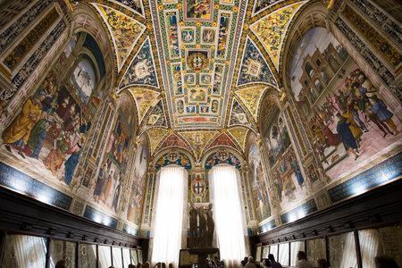 SIENA, ITALY, june 11, 2016 : interiors and details of the Piccolomini library at the duomo cathedral, on june 11, 2016,  Siena, Tuscany, italyのeditorial素材