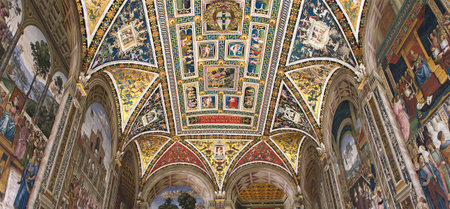SIENA, ITALY, june 11, 2016 : interiors and details of the Piccolomini library at the duomo cathedral, on june 11, 2016,  Siena, Tuscany, italyのeditorial素材