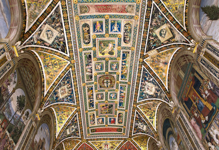 SIENA, ITALY, june 11, 2016 : interiors and details of the Piccolomini library at the duomo cathedral, on june 11, 2016,  Siena, Tuscany, italyのeditorial素材