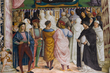 SIENA, ITALY, june 11, 2016 : interiors and details of the Piccolomini library at the duomo cathedral, on june 11, 2016,  Siena, Tuscany, italyのeditorial素材