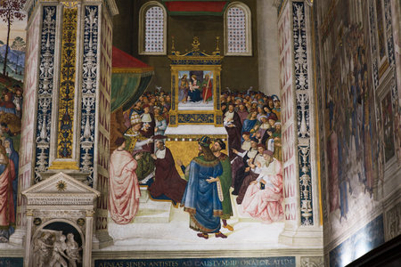 SIENA, ITALY, june 11, 2016 : interiors and details of the Piccolomini library at the duomo cathedral, on june 11, 2016,  Siena, Tuscany, italyのeditorial素材
