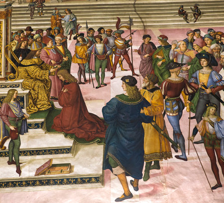 SIENA, ITALY, june 11, 2016 : interiors and details of the Piccolomini library at the duomo cathedral, on june 11, 2016,  Siena, Tuscany, italyのeditorial素材