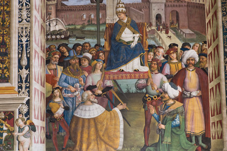 SIENA, ITALY, june 11, 2016 : interiors and details of the Piccolomini library at the duomo cathedral, on june 11, 2016,  Siena, Tuscany, italyのeditorial素材