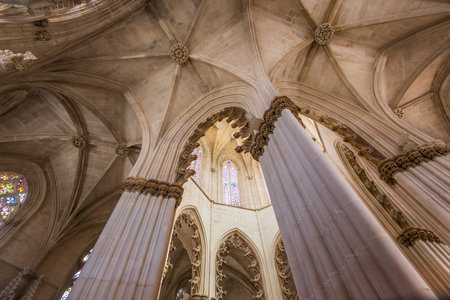 BATALHA, PORTUGAL, JUNE, 20, 2017 : architectural details of  Batalha monastery, june 20, 2017, in Batalha, Portugalのeditorial素材