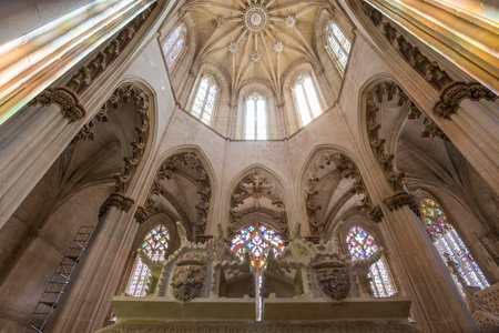 BATALHA, PORTUGAL, JUNE, 20, 2017 : architectural details of  Batalha monastery, june 20, 2017, in Batalha, Portugalのeditorial素材