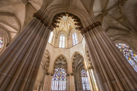 BATALHA, PORTUGAL, JUNE, 20, 2017 : architectural details of  Batalha monastery, june 20, 2017, in Batalha, Portugalのeditorial素材