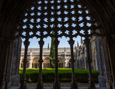 BATALHA, PORTUGAL, JUNE, 20, 2017 : architectural details of  Batalha monastery, june 20, 2017, in Batalha, Portugalのeditorial素材