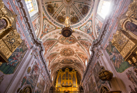 SEVILLE, ANDALUSIA, SPAIN, MAY, 25, 2017 : interiors  of  hospital de los venerables church, may 25, 2017, in Seville, andalusia, spainのeditorial素材