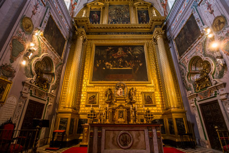 SEVILLE, ANDALUSIA, SPAIN, MAY, 25, 2017 : interiors  of  hospital de los venerables church, may 25, 2017, in Seville, andalusia, spainのeditorial素材