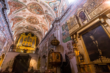 SEVILLE, ANDALUSIA, SPAIN, MAY, 25, 2017 : interiors  of  hospital de los venerables church, may 25, 2017, in Seville, andalusia, spainのeditorial素材