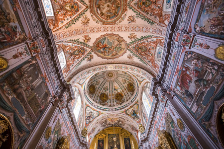SEVILLE, ANDALUSIA, SPAIN, MAY, 25, 2017 : interiors  of  hospital de los venerables church, may 25, 2017, in Seville, andalusia, spainのeditorial素材