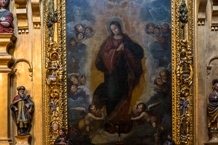 SEVILLE, ANDALUSIA, SPAIN, MAY, 25, 2017 : interiors  of  hospital de los venerables church, may 25, 2017, in Seville, andalusia, spainのeditorial素材
