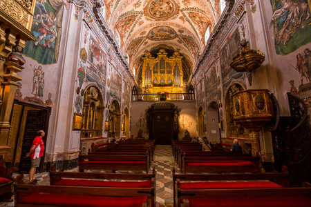 SEVILLE, ANDALUSIA, SPAIN, MAY, 25, 2017 : interiors  of  hospital de los venerables church, may 25, 2017, in Seville, andalusia, spainのeditorial素材