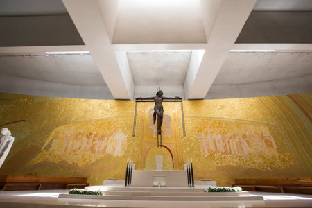 FATIMA, PORTUGAL, JUNE, 21, 2017 : interiors of basilica of the holy trinity in sanctuary  of Fatima, june 21, 2017, in Fatima, Portugalのeditorial素材