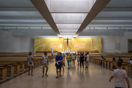 FATIMA, PORTUGAL, JUNE, 21, 2017 : interiors of basilica of the holy trinity in sanctuary  of Fatima, june 21, 2017, in Fatima, Portugalのeditorial素材