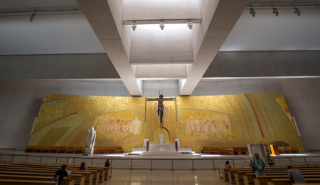 FATIMA, PORTUGAL, JUNE, 21, 2017 : interiors of basilica of the holy trinity in sanctuary  of Fatima, june 21, 2017, in Fatima, Portugalのeditorial素材