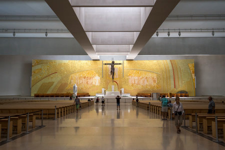 FATIMA, PORTUGAL, JUNE, 21, 2017 : interiors of basilica of the holy trinity in sanctuary  of Fatima, june 21, 2017, in Fatima, Portugalのeditorial素材