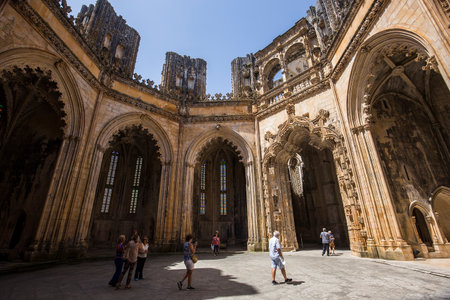 BATALHA, PORTUGAL, JUNE, 20, 2017 : architectural details of  Batalha monastery, june 20, 2017, in Batalha, Portugalのeditorial素材