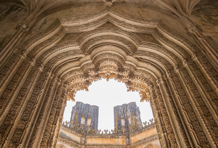 BATALHA, PORTUGAL, JUNE, 20, 2017 : architectural details of  Batalha monastery, june 20, 2017, in Batalha, Portugalのeditorial素材