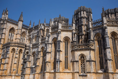 BATALHA, PORTUGAL, JUNE, 20, 2017 : architectural details of  Batalha monastery, june 20, 2017, in Batalha, Portugalのeditorial素材
