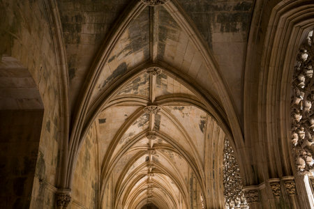 BATALHA, PORTUGAL, JUNE, 20, 2017 : architectural details of  Batalha monastery, june 20, 2017, in Batalha, Portugalのeditorial素材