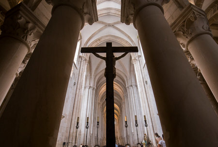 ALCOBACA, PORTUGAL, JUNE, 18, 2017 : interiors and architectural details of  Alcobaca monastery, june 18, 2017, in alcobaca, Portugalのeditorial素材