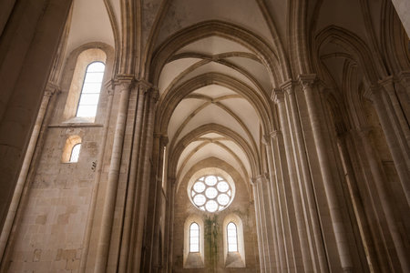 ALCOBACA, PORTUGAL, JUNE, 18, 2017 : interiors and architectural details of  Alcobaca monastery, june 18, 2017, in alcobaca, Portugalのeditorial素材
