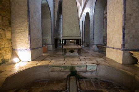 ALCOBACA, PORTUGAL, JUNE, 18, 2017 : interiors and architectural details of  Alcobaca monastery, june 18, 2017, in alcobaca, Portugalのeditorial素材
