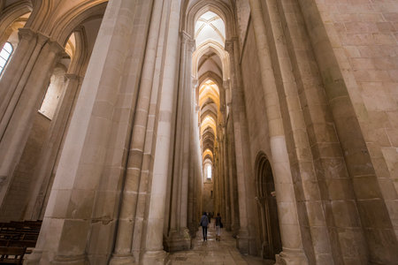 ALCOBACA, PORTUGAL, JUNE, 18, 2017 : interiors and architectural details of  Alcobaca monastery, june 18, 2017, in alcobaca, Portugalのeditorial素材