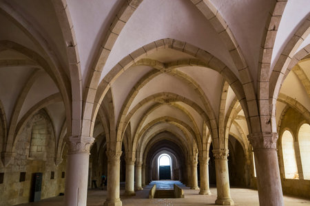 ALCOBACA, PORTUGAL, JUNE, 18, 2017 : interiors and architectural details of  Alcobaca monastery, june 18, 2017, in alcobaca, Portugalのeditorial素材