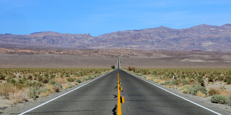 road lines in death valley desert, california, usaの写真素材