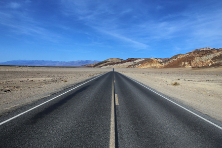 road lines in death valley desert, california, usaの写真素材