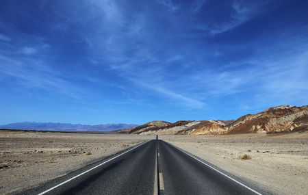 road lines in death valley desert, california, usaの写真素材