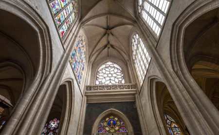 PARIS, FRANCE, APRIL 13,  2017 : interiors and details of Saint-Germain L'Auxerrois church, april 13, 2017, in  Paris, Franceのeditorial素材