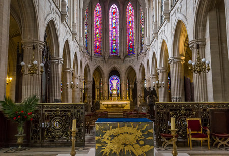 PARIS, FRANCE, APRIL 13,  2017 : interiors and details of Saint-Germain L'Auxerrois church, april 13, 2017, in  Paris, Franceのeditorial素材