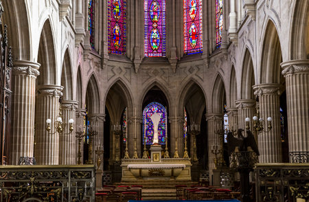 PARIS, FRANCE, APRIL 13,  2017 : interiors and details of Saint-Germain L'Auxerrois church, april 13, 2017, in  Paris, Franceのeditorial素材