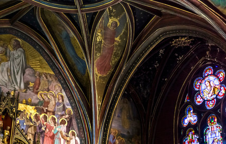 PARIS, FRANCE, APRIL 13,  2017 : interiors and details of Saint-Germain L'Auxerrois church, april 13, 2017, in  Paris, Franceのeditorial素材