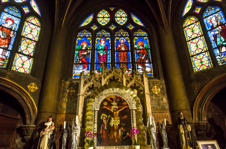 PARIS, FRANCE, APRIL 13,  2017 : interiors and details of Saint-Germain L'Auxerrois church, april 13, 2017, in  Paris, Franceのeditorial素材