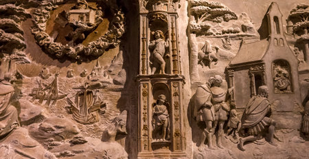 ECOUEN, FRANCE, APRIL 17,  2017 : interiors details of Ecouen medieval castle, april 17, 2017, in  Ecouen, Franceのeditorial素材