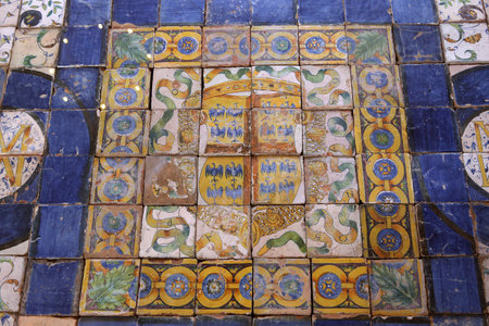 ECOUEN, FRANCE, APRIL 17,  2017 : Pavement of Ecouen medieval castle, april 17, 2017, in  Ecouen, Franceのeditorial素材