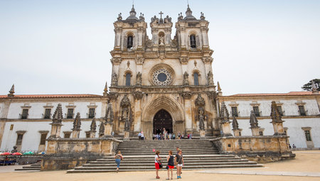ALCOBACA, PORTUGAL, JUNE, 18, 2017 : exteriors  and architectural details of  Alcobaca monastery, june 18, 2017, in alcobaca, Portugalのeditorial素材