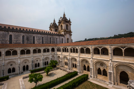 ALCOBACA, PORTUGAL, JUNE, 18, 2017 : exteriors  and architectural details of  Alcobaca monastery, june 18, 2017, in alcobaca, Portugalのeditorial素材