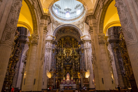 SEVILLE, ANDALUSIA, SPAIN, MAY, 21, 2017 : interiors  of  El Salvador church, may 21, 2017, in Seville, andalusia, spainのeditorial素材