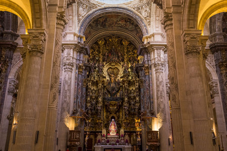 SEVILLE, ANDALUSIA, SPAIN, MAY, 21, 2017 : interiors  of  El Salvador church, may 21, 2017, in Seville, andalusia, spainのeditorial素材